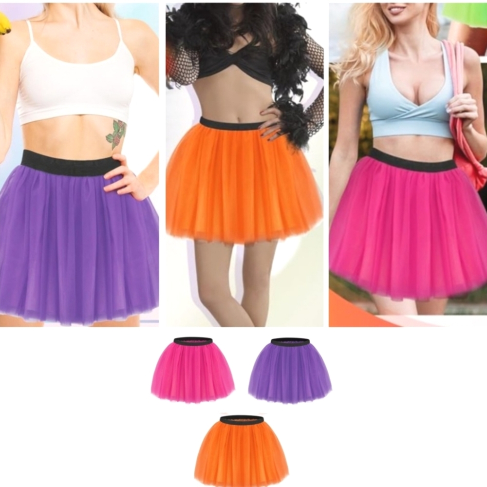 3 New Tulle Tutu Skirts Ballet Dance Party Costume Cosplay Orange Pink Purple
